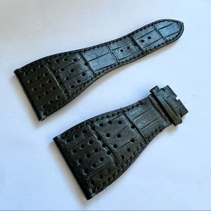 ROGER DUBUIS 32/17mm Black Crocodile Skin Watch Strap